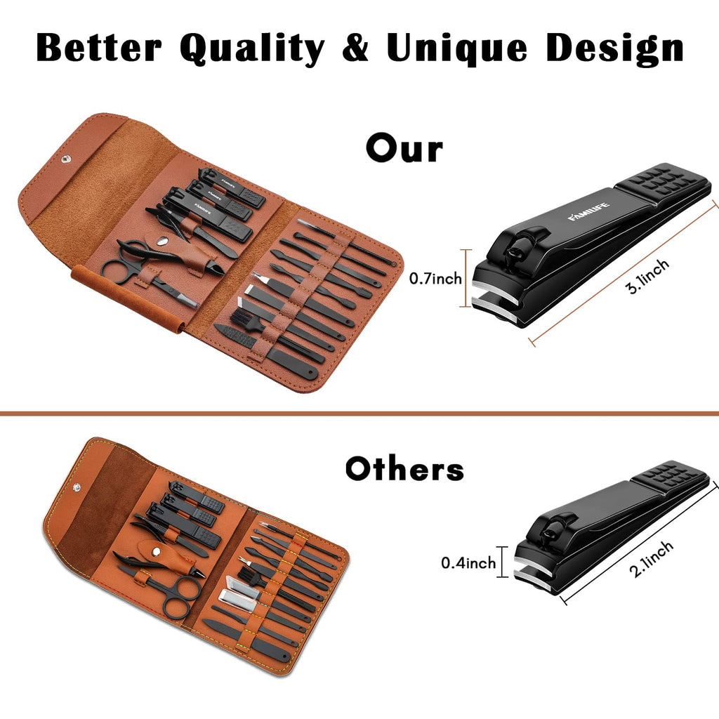 Gifts for Men, Manicure Set Clippers Manicure Kit Nail Clipper Sets 16pcs Mens Grooming Kits Professional Stainless