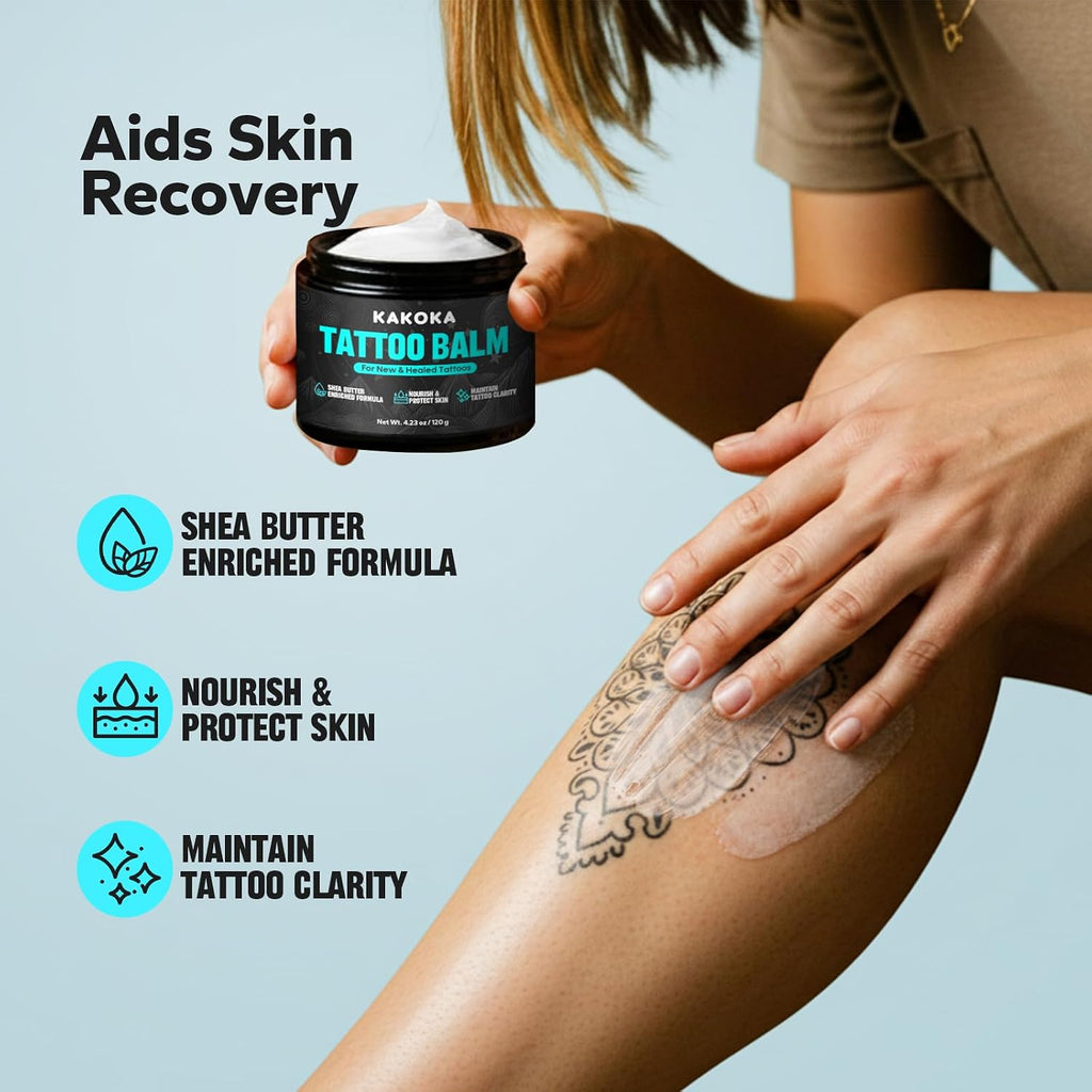 Tattoo Aftercare Balm (4.23 oz), Tattoo Balm, Natural Shea Butter Formula Tattoo Lotion, Nourishing Properties and