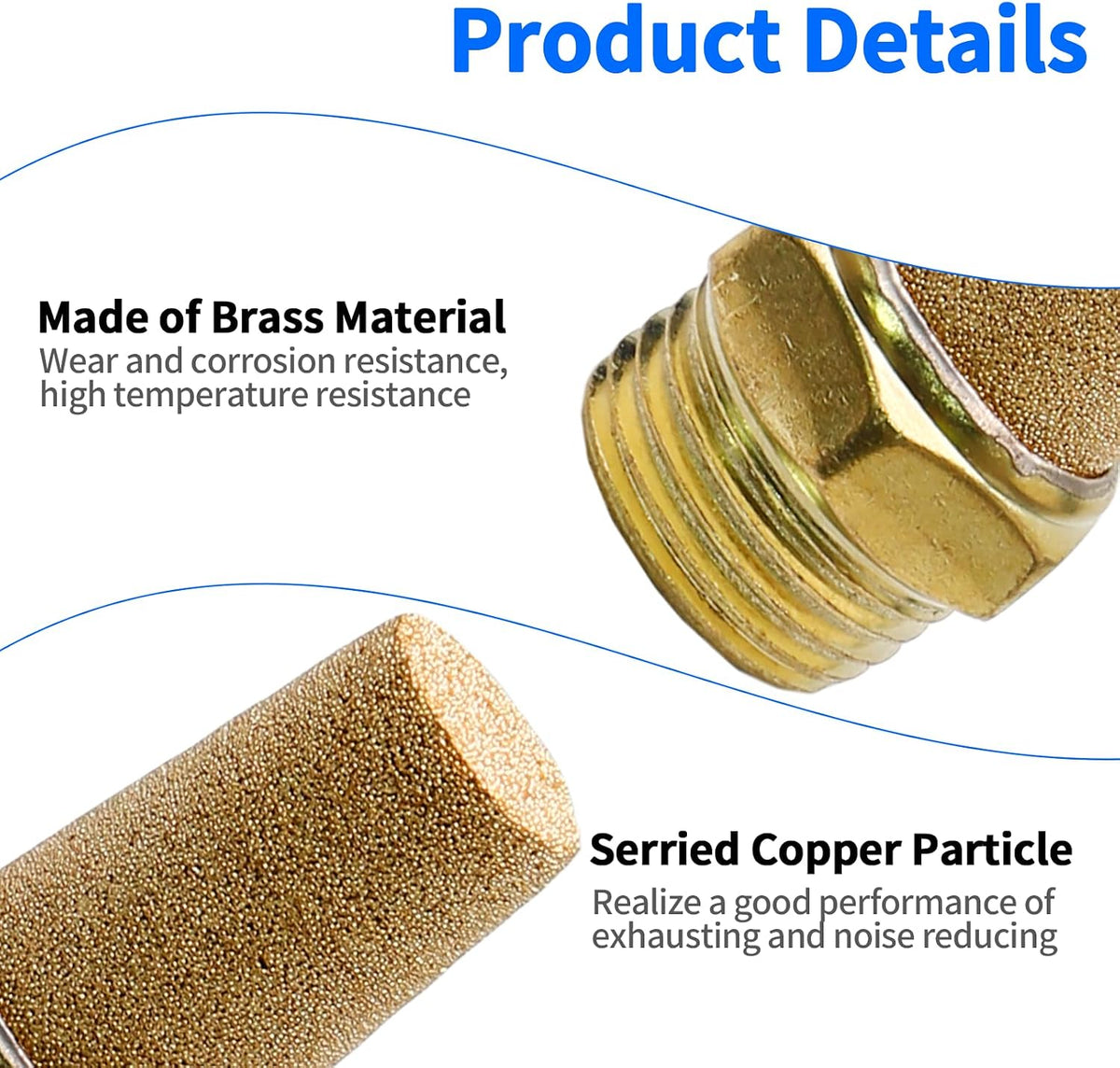 Zorfeter Pneumatic Brass Exhaust Muffler Filter, 1/4" NPT, 10pcs