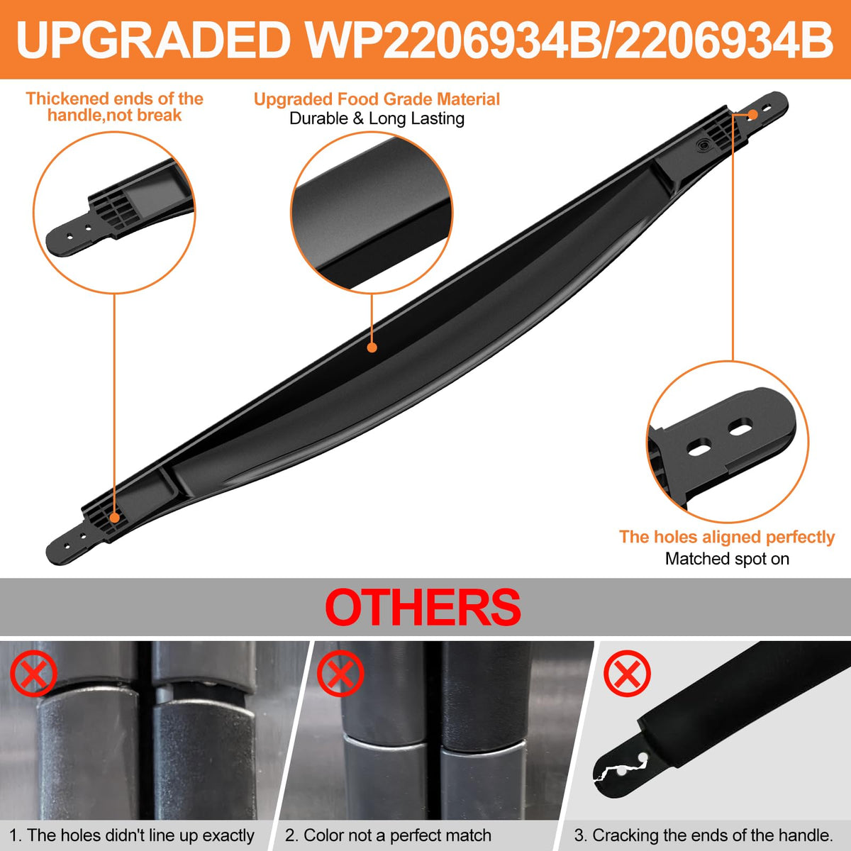 Upgraded WP2206934B Door Handle for Whirlpool Kenmore Refrigerator Handles