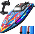 Fast RC Boat for Pool & Lake, 20+MPH, 40+ Mins, 7 LED Light Modes | Self Righting Remote Control Racing Speed Boat