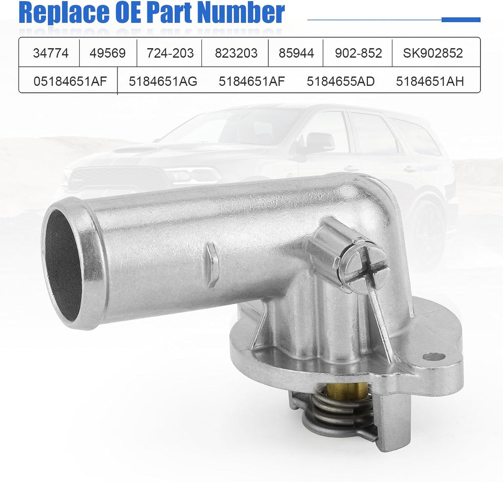Upgrade Aluminium Thermostat Housing Assembly Compatible with Jeep Grand Cherokee 2011-2015 Wrangler 2012-2017 Wrangler JK 2018, Dodge Durango 2011-2015 Replaces 05184651AF 902-852 5184651AG 5184651AF