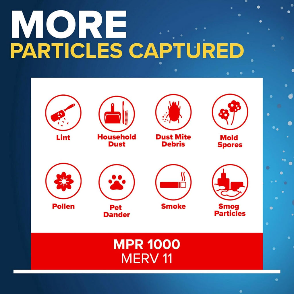 20x25x4 Air Filter MERV 11, MPR 1000 Micro Allergen Defense, 4-Pack