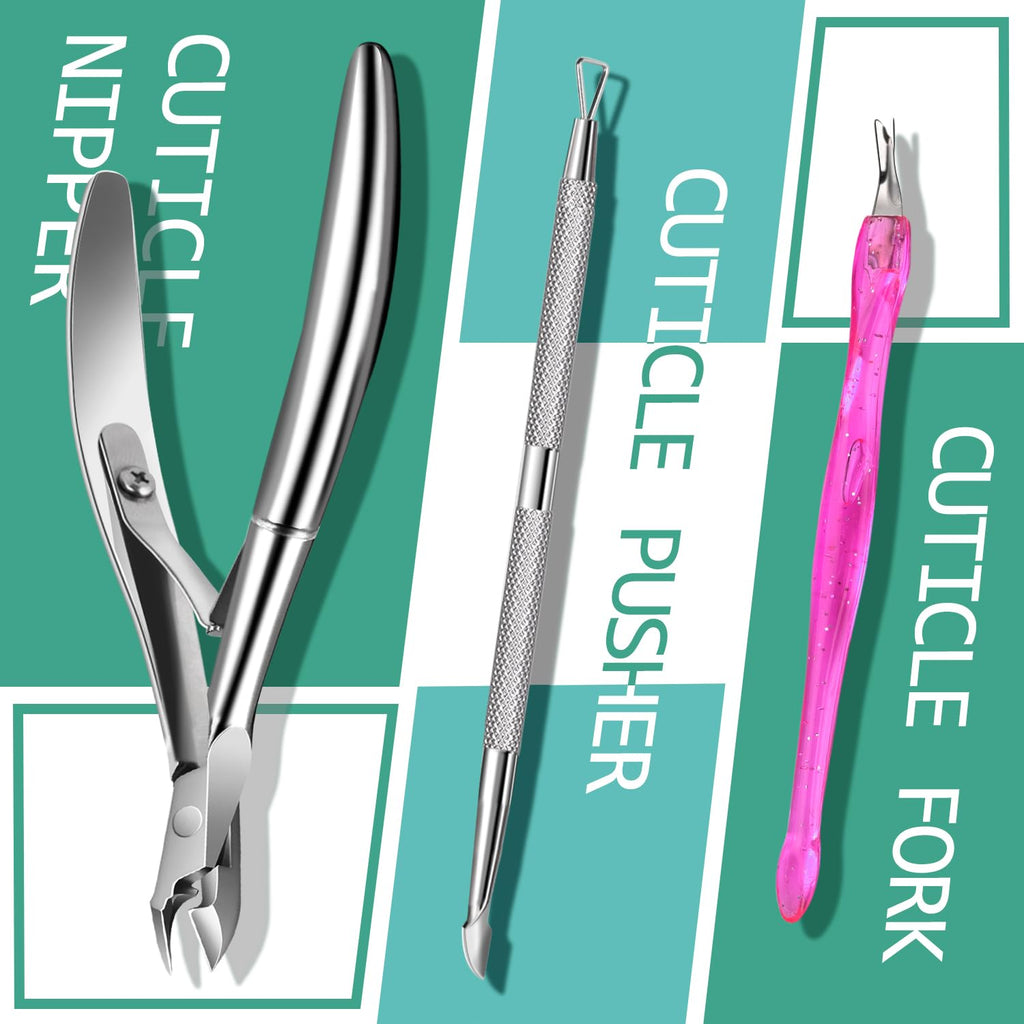Manicure Tools Kit Nail Care Kit with 3 pcs Files, 2 pcs Buffer Blocks, 2 Polishing Buffers, Cuticle Nipper, Pusher