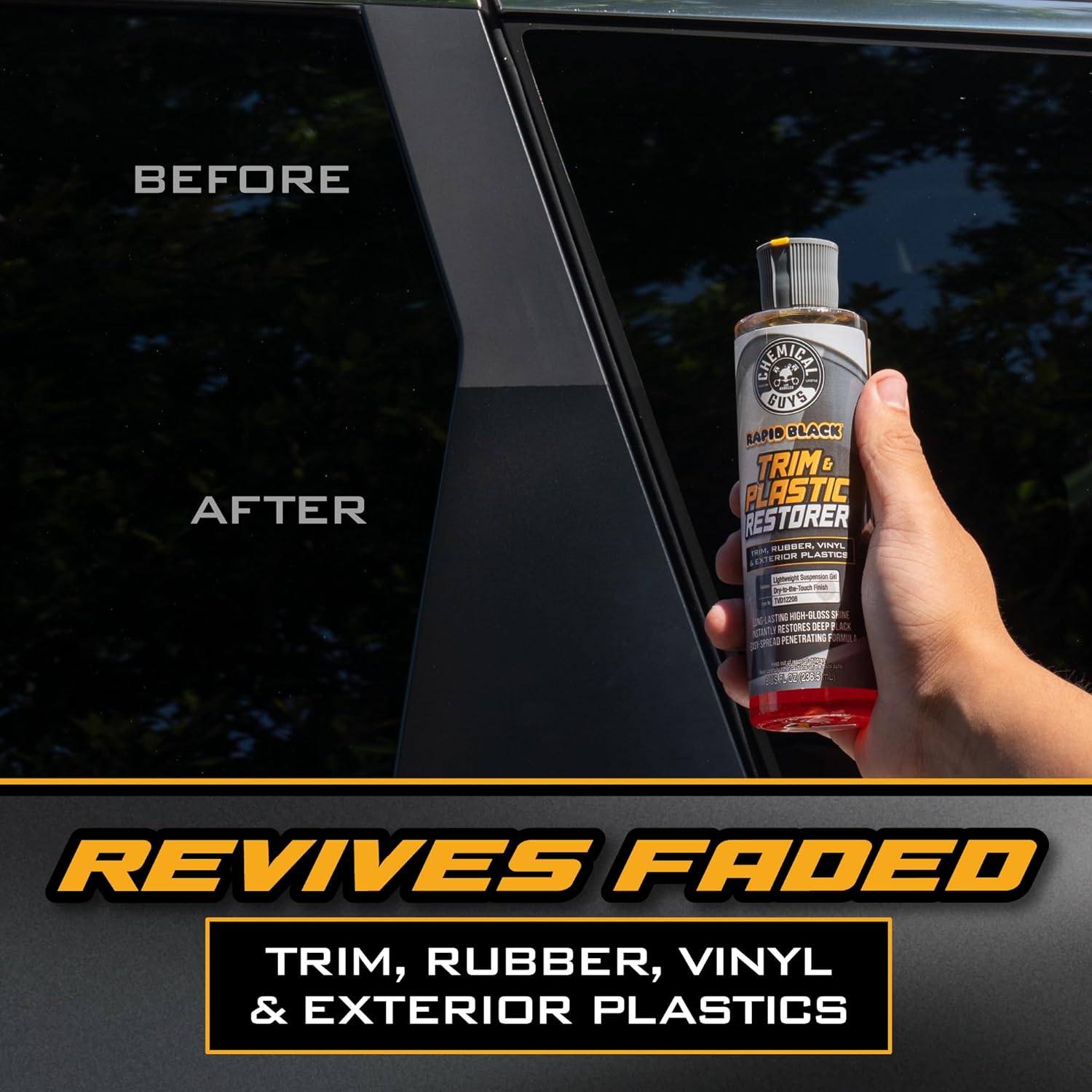 Black Trim Restorer Gel Kit for Exterior Plastic & Rubber | Controlled gel restores a deep black finish to faded