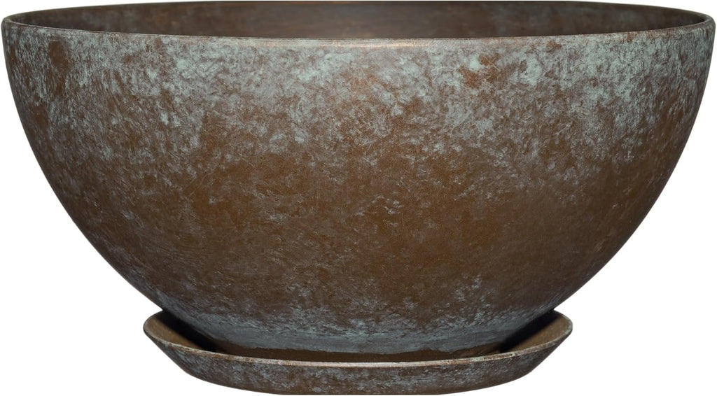 Classic Home and Garden by Growscape Rosie Modern Planter w/Drainage - Contemporary Planter Bowls - Shallow Round