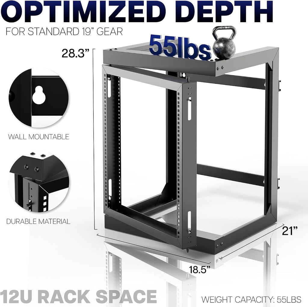 VIVO Black 12U Wall Mounted Server Rack Cabinet, MOUNT-SC12U