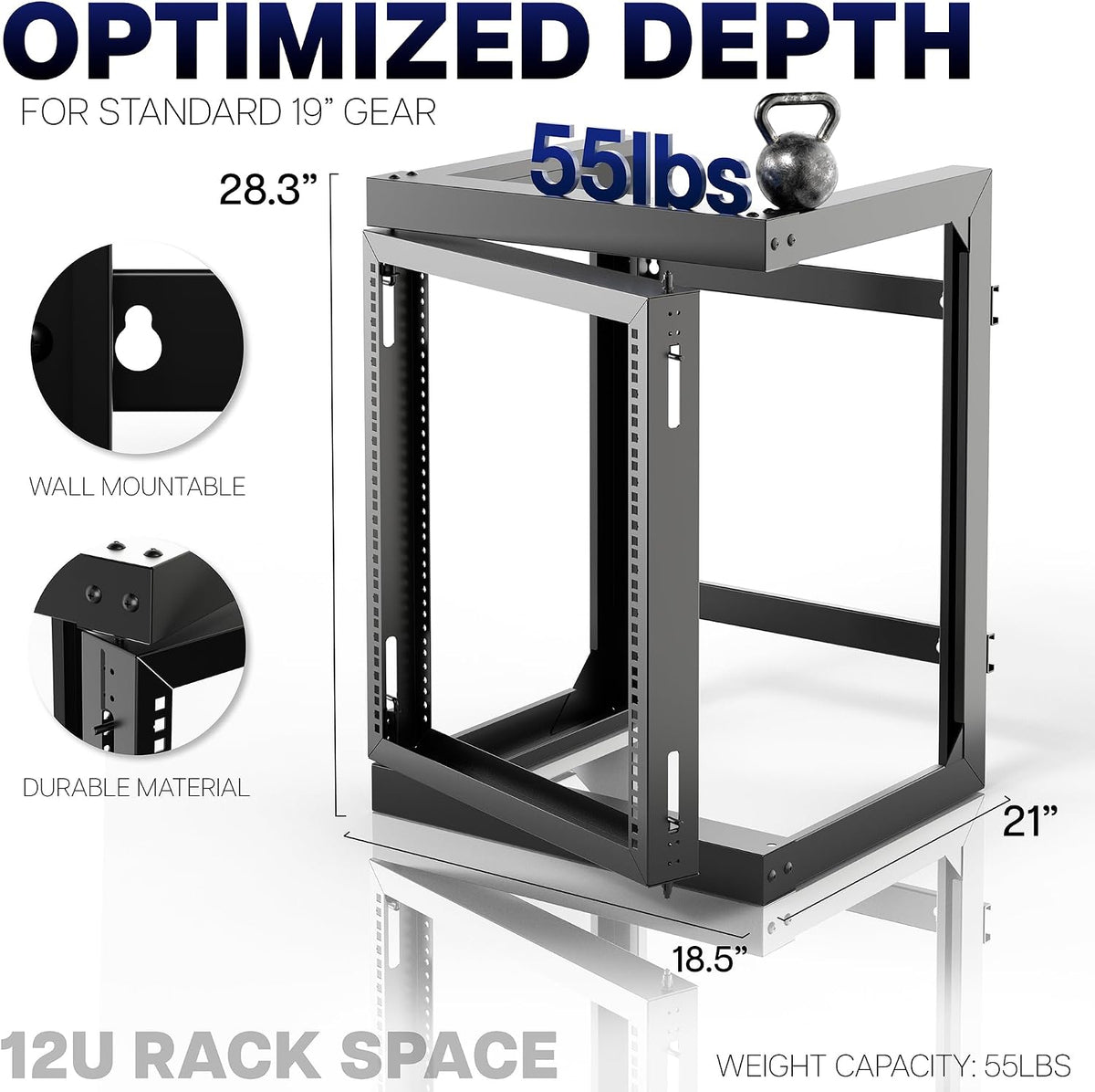 VIVO Black 12U Wall Mounted Server Rack Cabinet, MOUNT-SC12U