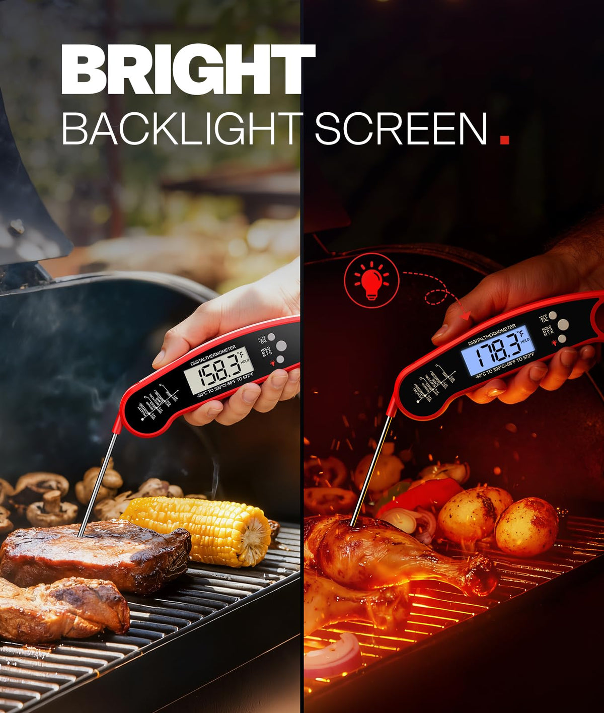 Meat Thermometer Digital, 1-2 Sec Instant Read, Food, Cooking, Grilling