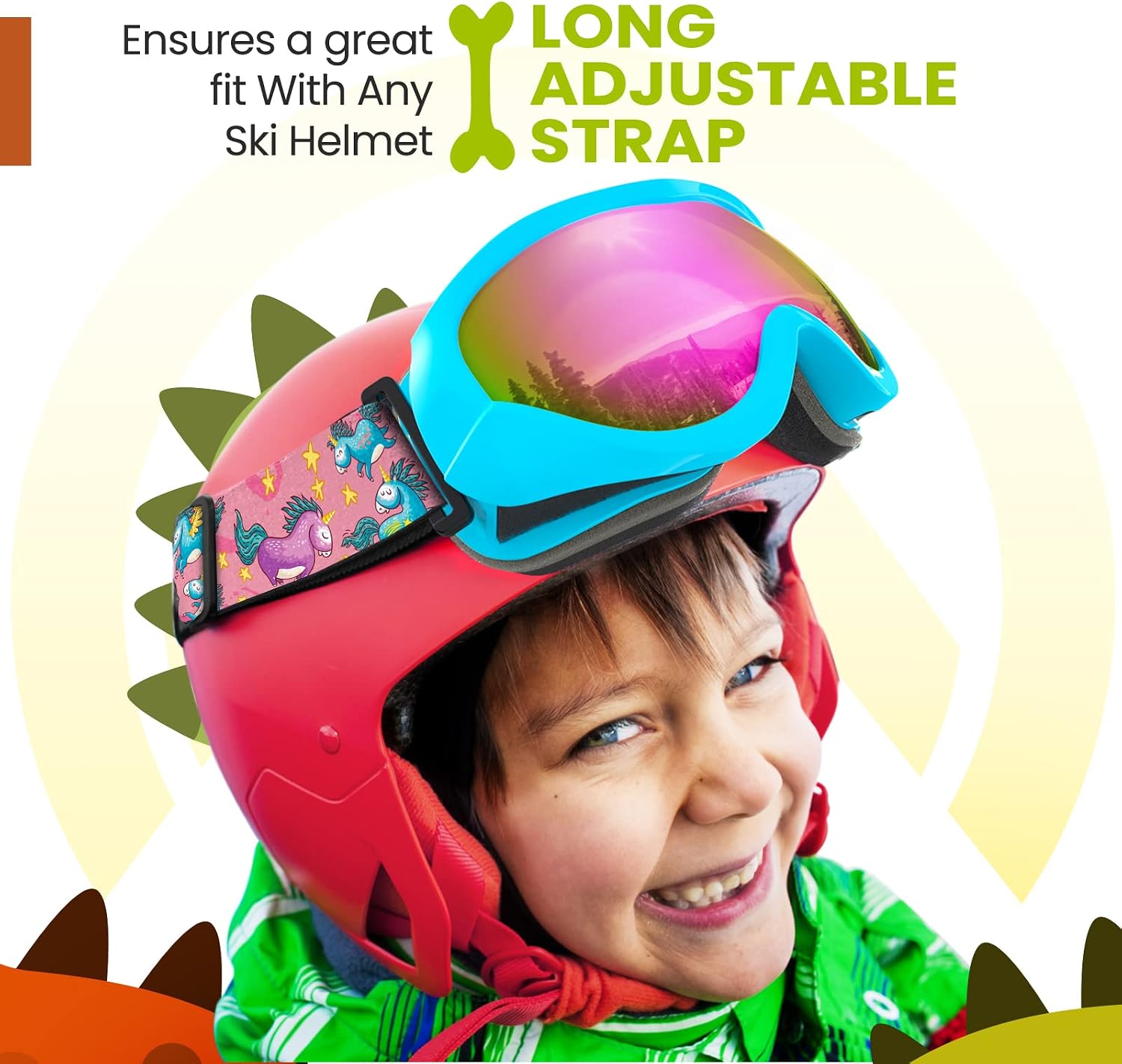 Lollipop Kids Ski Goggles UV Protection Snow Goggles | Anti-Fog Coating, Helmet-Compatible, Adjustable Strap