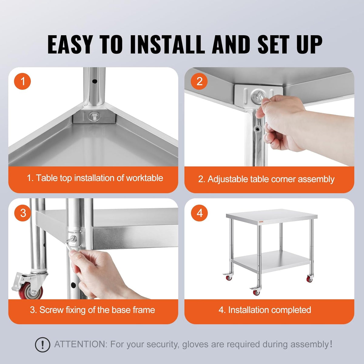 Stainless Steel Work Table 36 x 30 x 34 Inch Food Prep Worktable