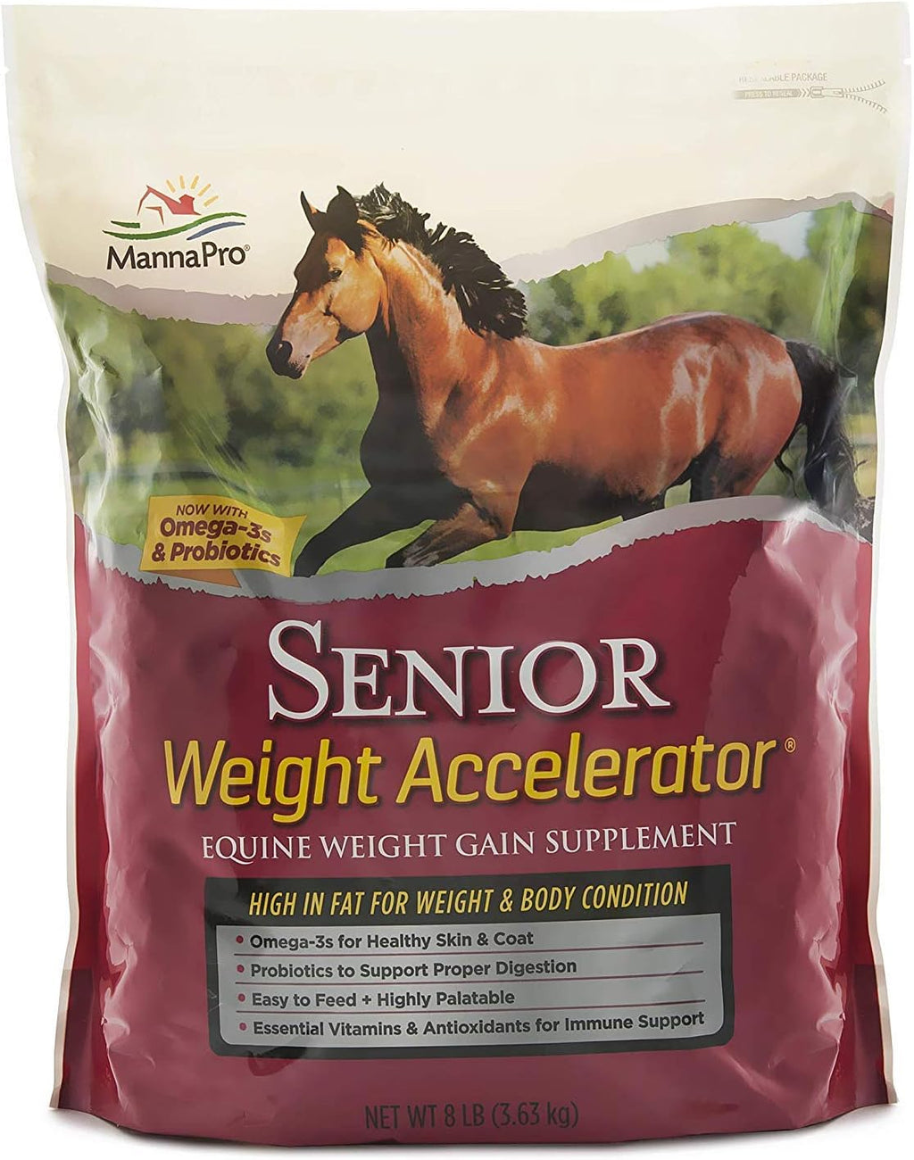 Weight Accelerator Horse Supplement, Meal Topper, Omega-3, 8 lb