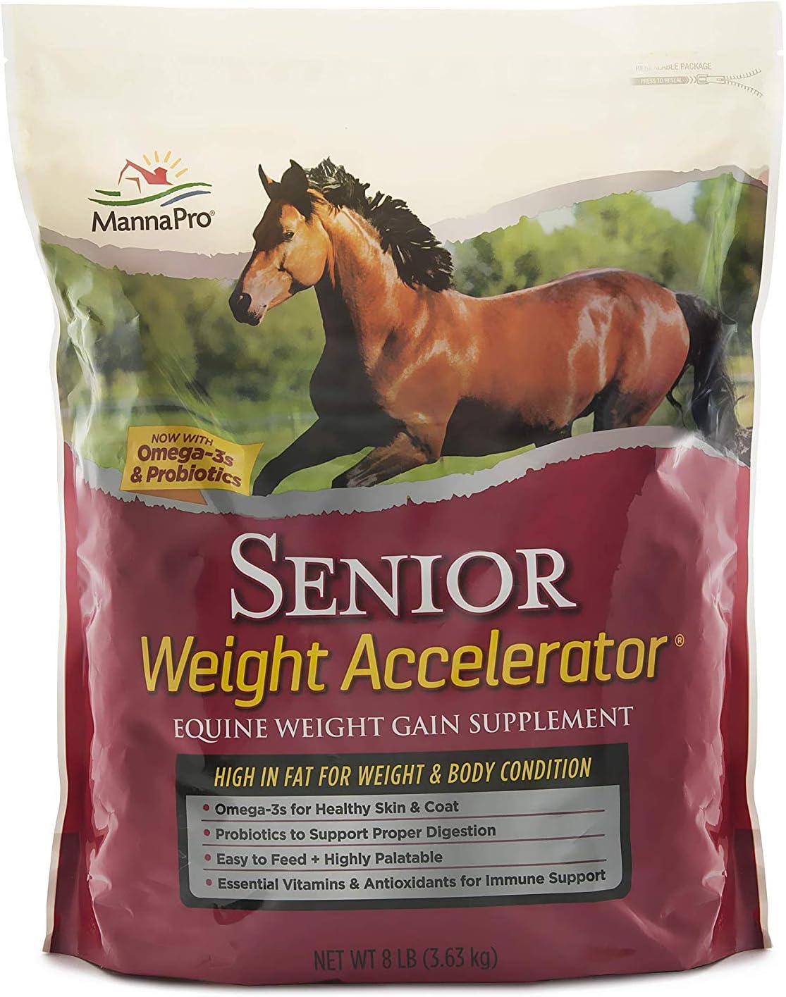 Weight Accelerator Horse Supplement, Meal Topper, Omega-3, 8 lb