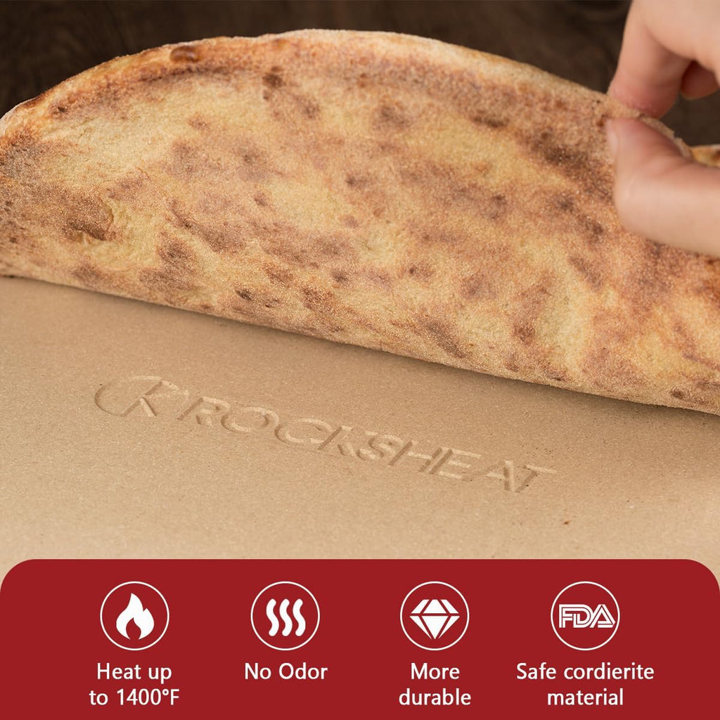 K ROCKSHEAT Pizza Stone Round 16 Inch for Grill and Oven, Large Cordierite Baking Stone for Bread, Safe Circular
