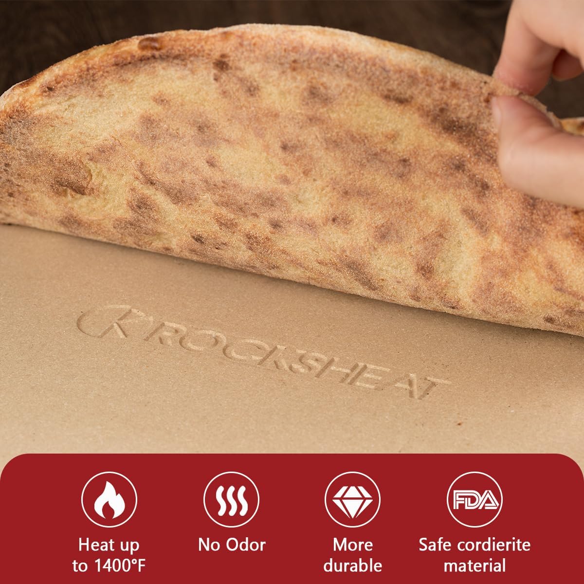 K ROCKSHEAT Pizza Stone Round 16 Inch for Grill and Oven, Large Cordierite Baking Stone for Bread, Safe Circular