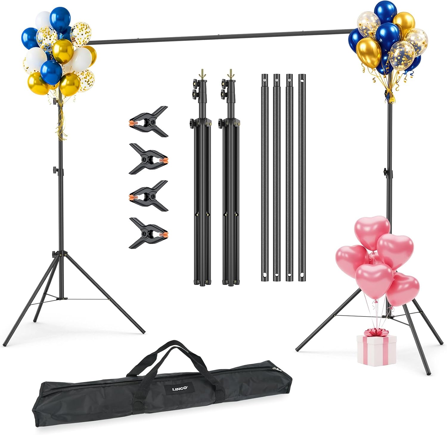 Lincostore Backdrop Support Stand Kit 10x7.1ft Adjustable Photography Studio Photo Background Support System with