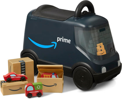 Amazon Delivery Van, for Ages 2+, Ride and Deliver Truck for Kids, Under Seat Storage, Ergonomic Seat, Includes 3