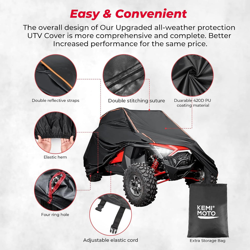 420D UTV Cover 2 Seater Heavy Duty Compatible with Polaris RZR General, Can Am Maverick, Talon, Teryx4, CFMOTO ZForce