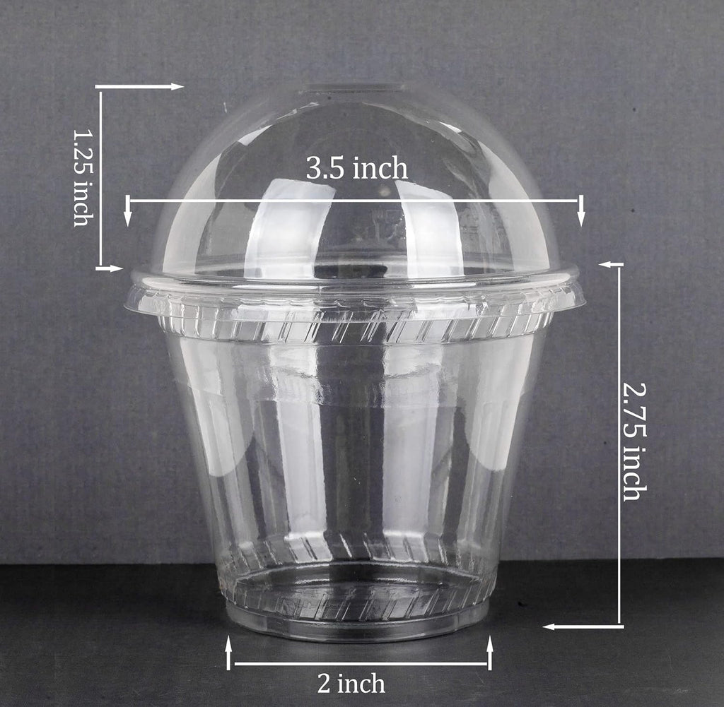 Cup series, 9oz Clear Plastic cups with Dome lids with hole 50sets, BPA Free
