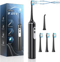 2-in-1 Electric Toothbrush with Water Flosser, Brush & Floss Combo, 3 Modes, 3 Brush Heads, Jet Tip, IPX7 Waterproof
