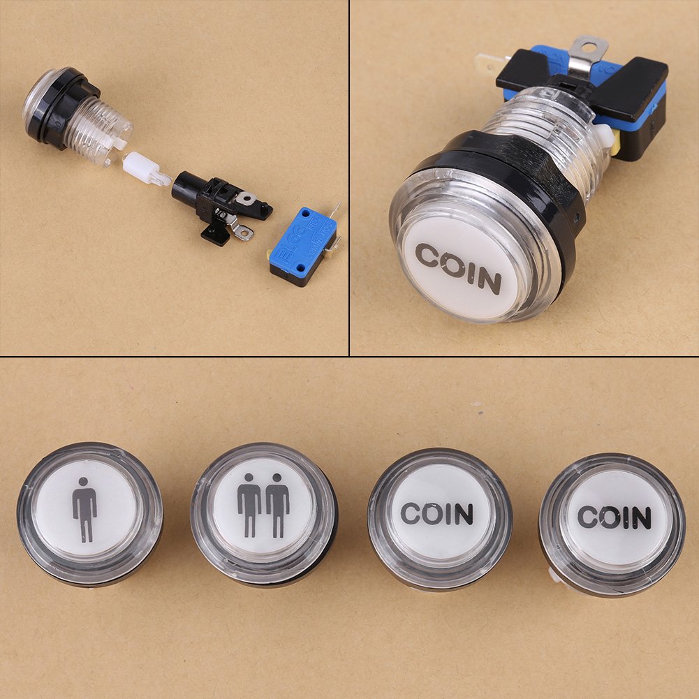 Buttons 4 × LED Button Kit Part 1 Player + 2 Player + LED Buttons DIY Push Buttons Player Single Double for Machine