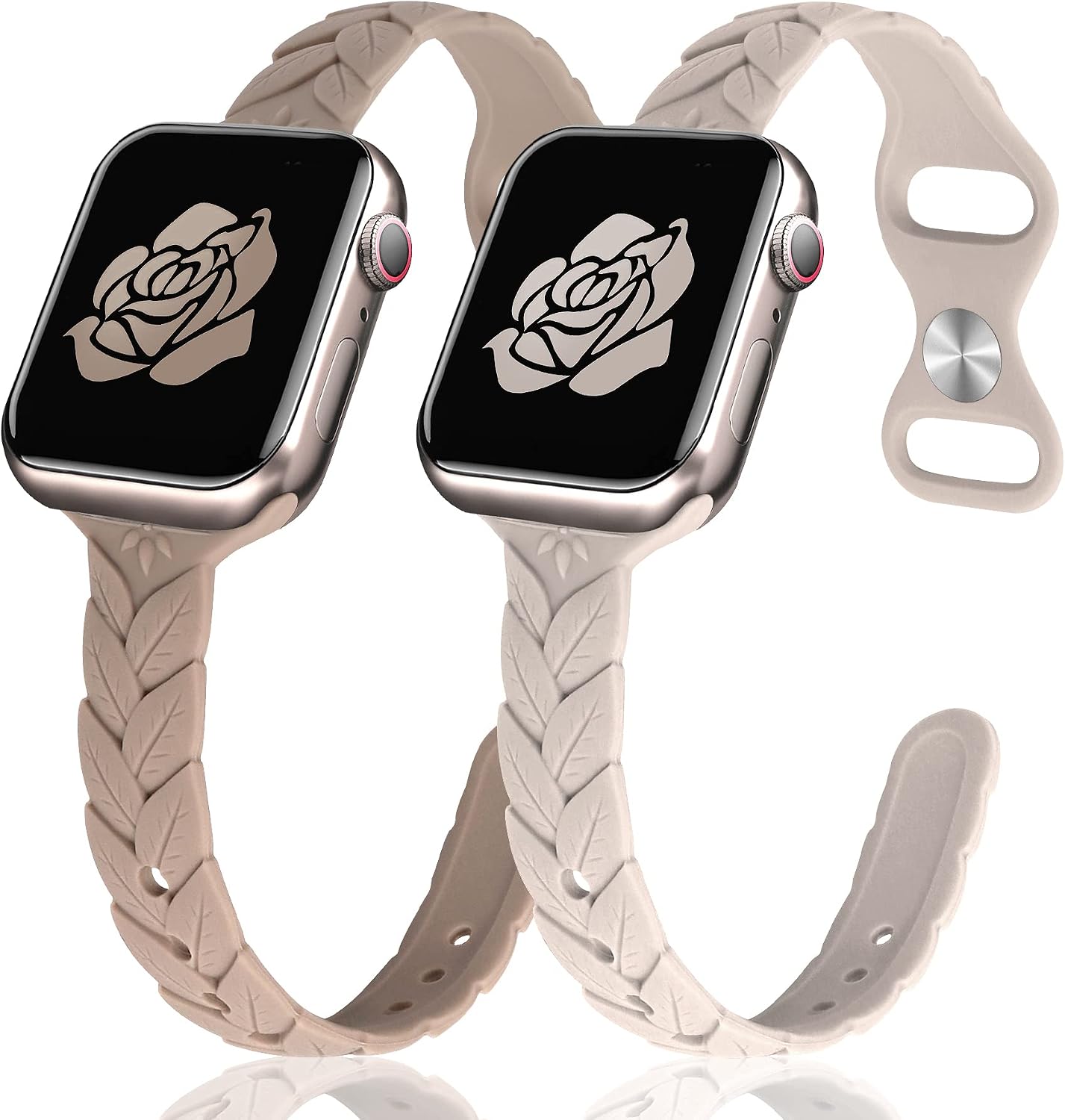 2 Pack Engraved Silicone-Bands Compatible with Apple Watch Band 38mm 40mm 41mm 42mm 44mm 45mm 46mm 49mm, Slim