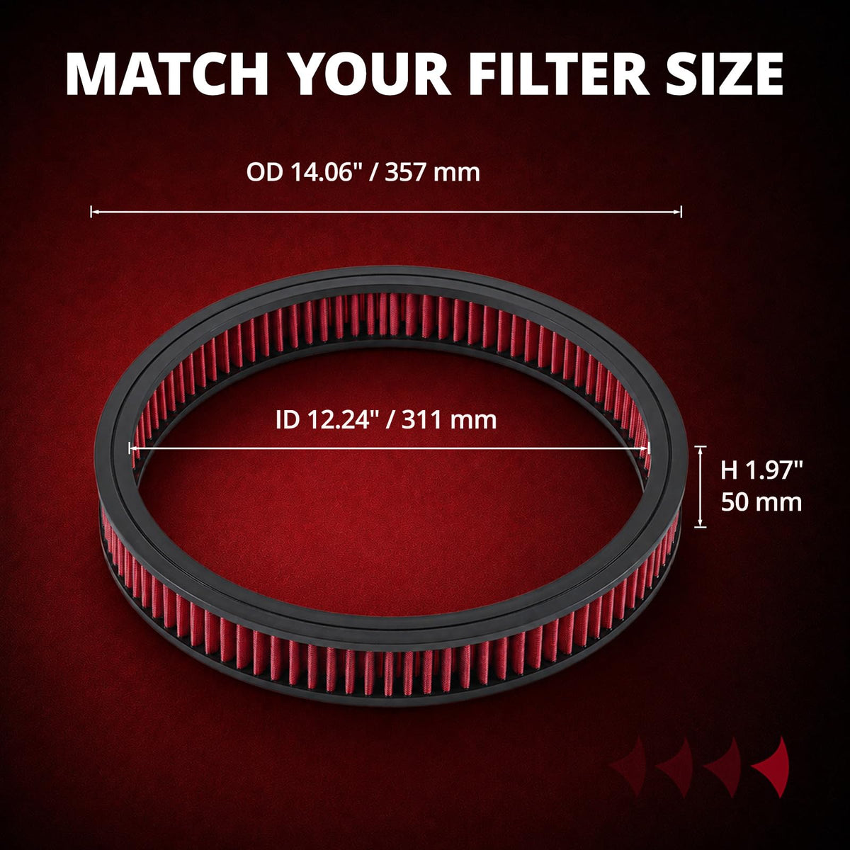 EVIL ENERGY 14" × 2" Round Cleaner Air Filter Element Washable Red
