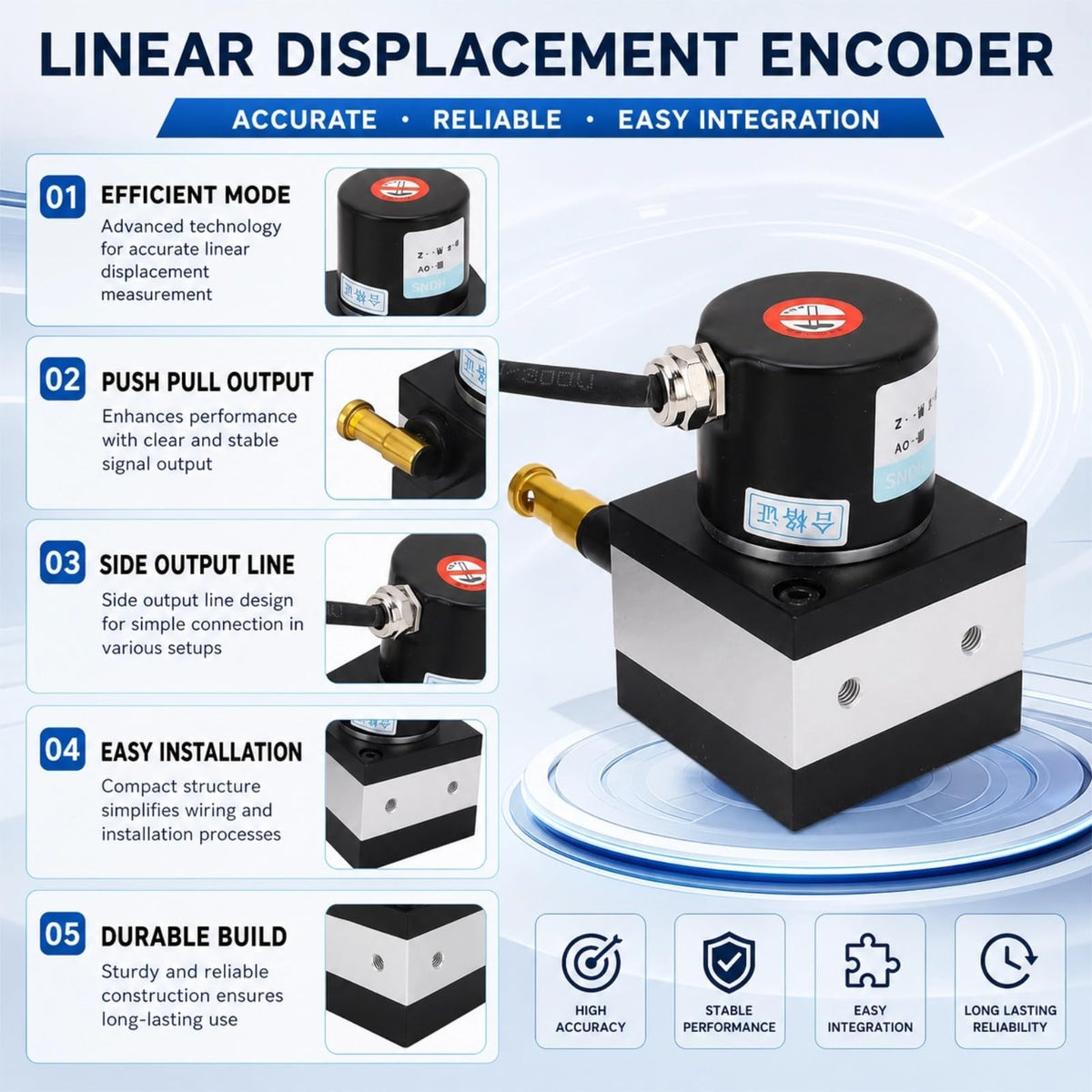 BONKZEBU Stroke Linear String Pot Encoder Sensor Draw Wire Encoder Accurate Installation Switch Encoder for Cylinder Testing Machine
