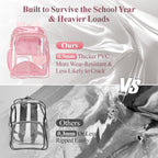 Clear Backpack for School - 18 Inch Extra Large Clear Bookbag, Pink