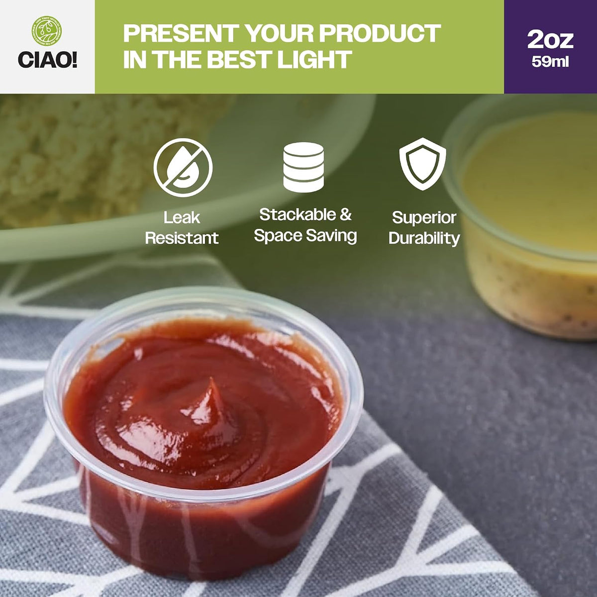2OZ PP Clear Portion Cup, Lids Sold Separately (Case of 2,500)