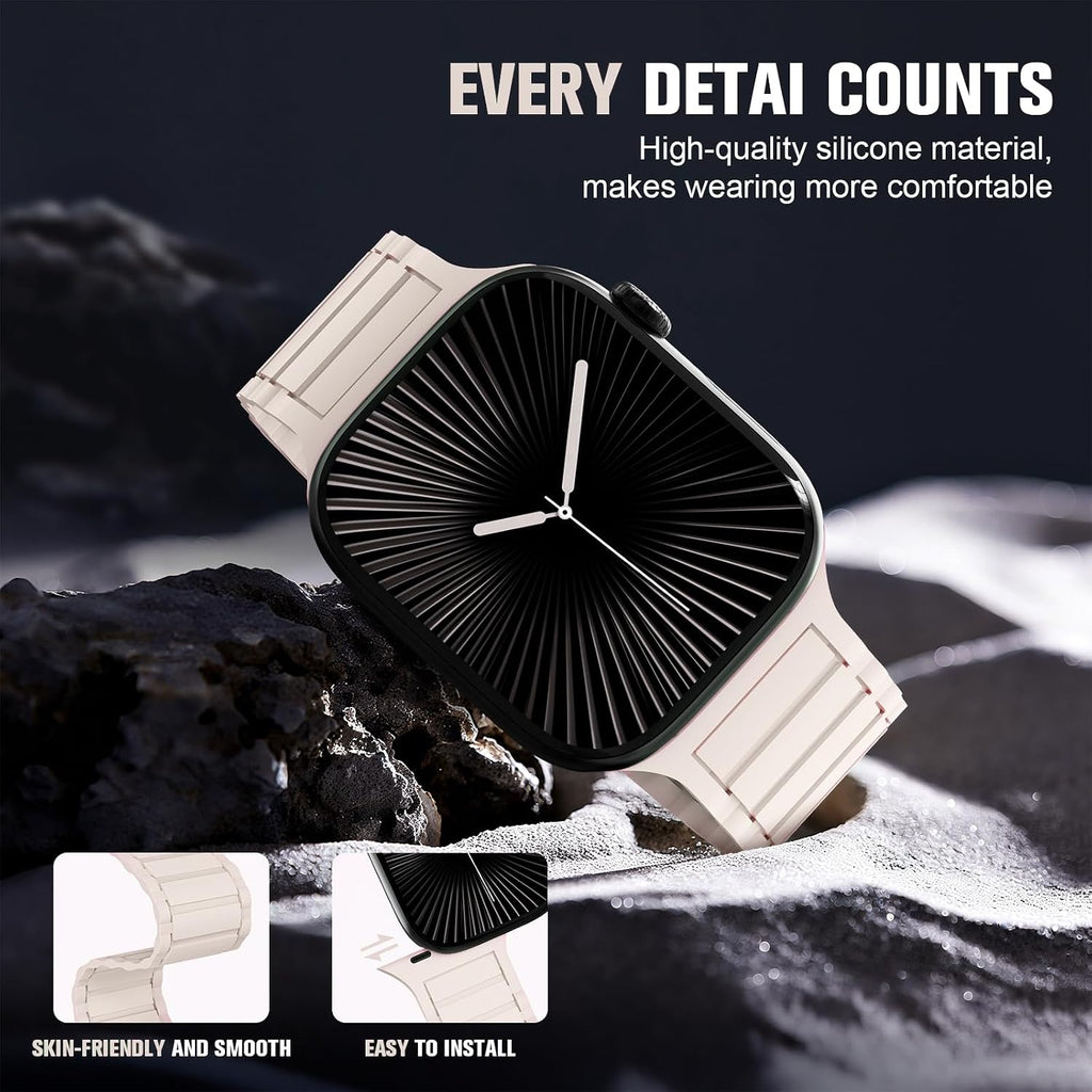 Magnetic Sport Band Compatible with Apple Watch Bands for Women Men 40mm 38mm 41mm 42mm 44mm 45mm 46mm 49mm,Silicone
