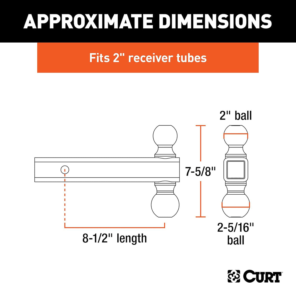 45002 Multi Ball Mount fits 2" or 2-5/16" Couplers | Mounts on Trailer Hitches with a 2" x 2" Receiver Tube Opening |