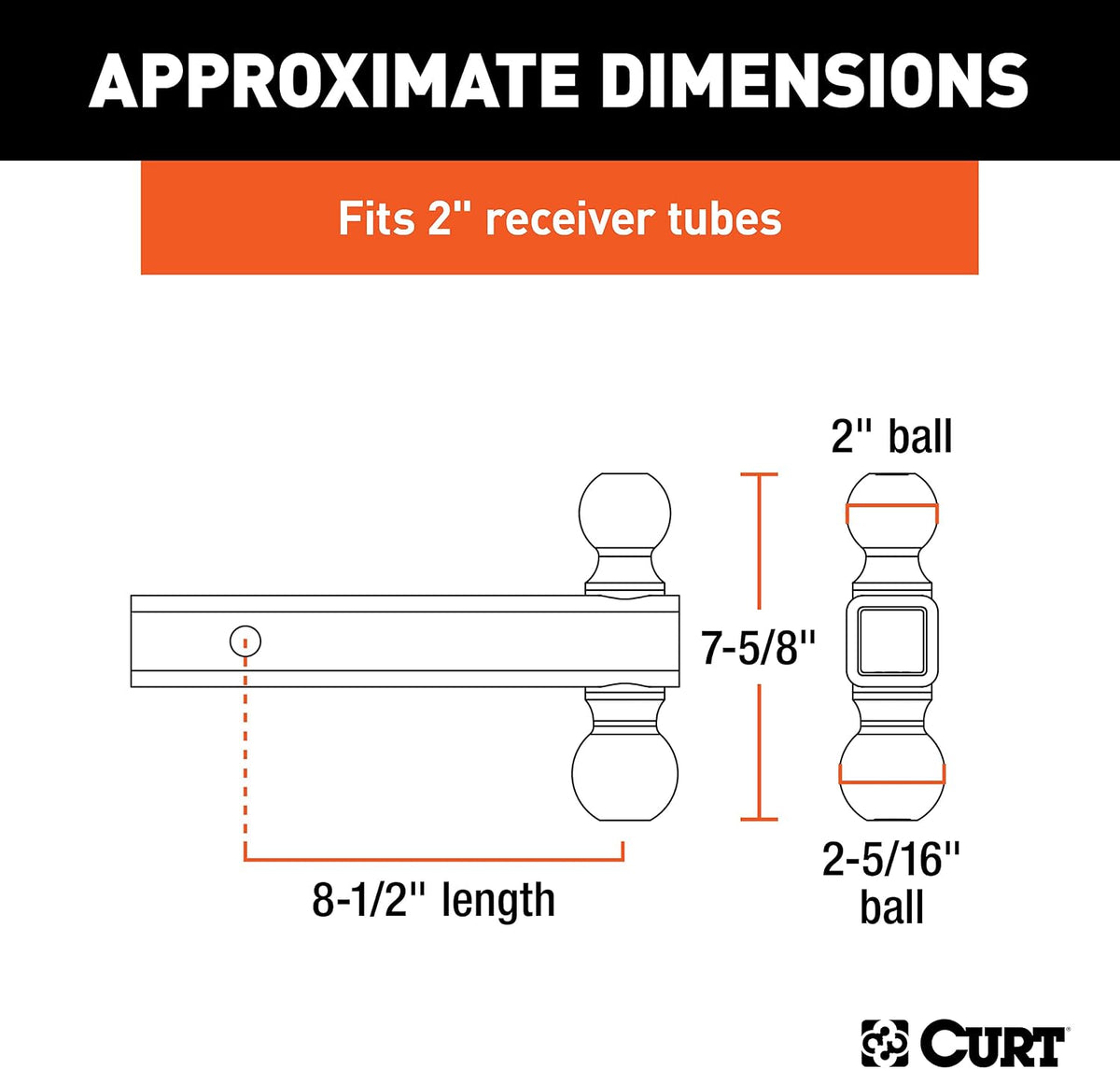 45002 Multi Ball Mount fits 2" or 2-5/16" Couplers | Mounts on Trailer Hitches with a 2" x 2" Receiver Tube Opening |