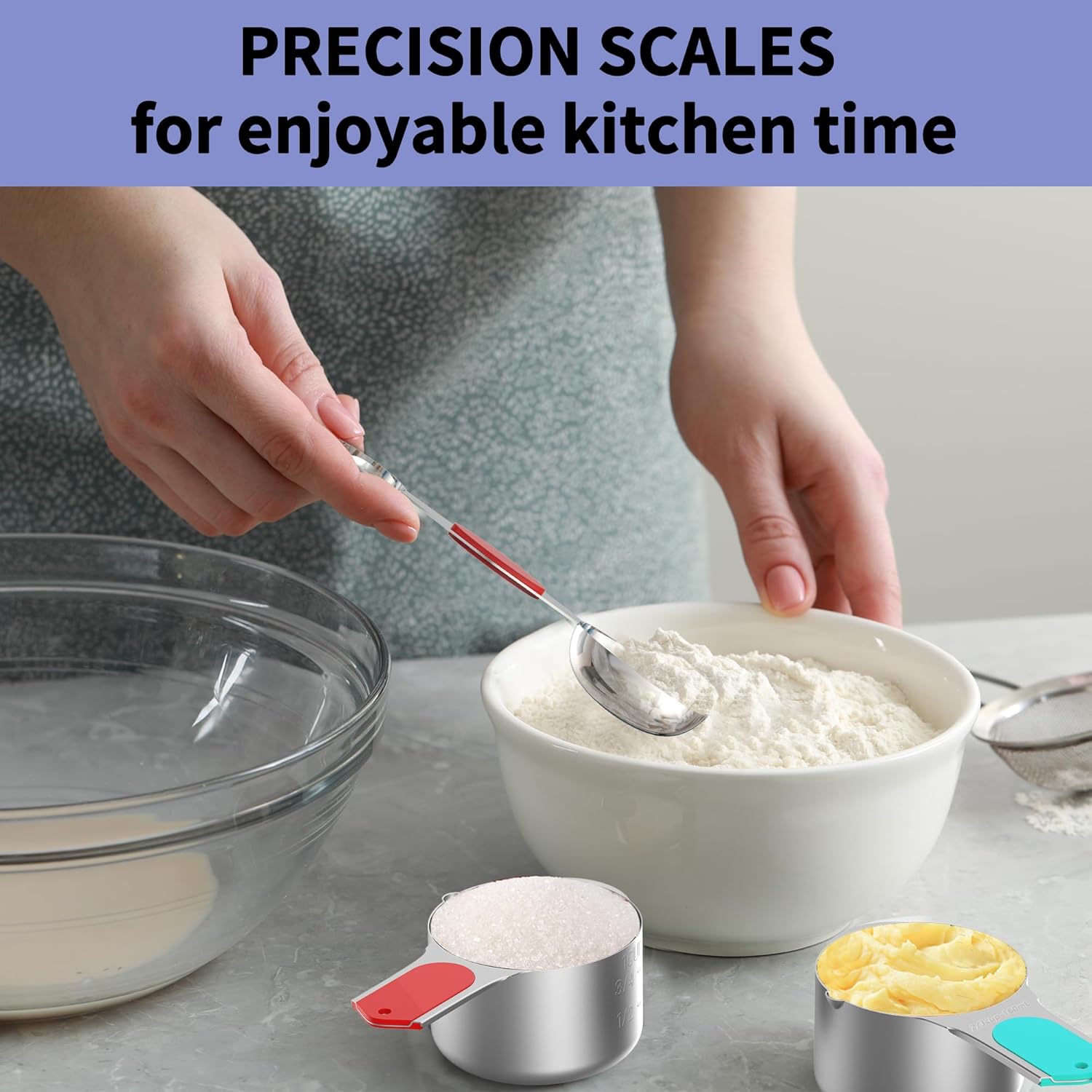 Magnetic Measuring Cups and Spoons Set, 5 Stainless Steel Measuring Cups for Dry and Liquid Ingredients, 7 Magnetic