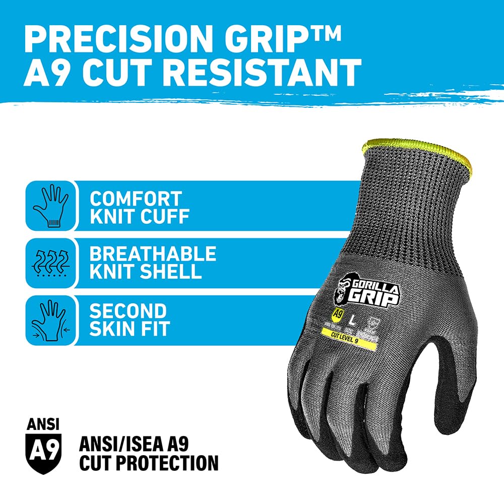 Work Gloves, Small, 1 Pair, Nitrile Coated, Gray and Black