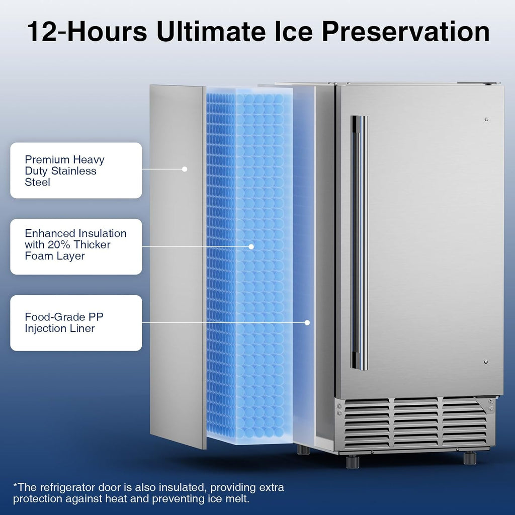 Under Counter Ice Maker Machine, 100 LBS/24H with 35 LBS Storage Bin