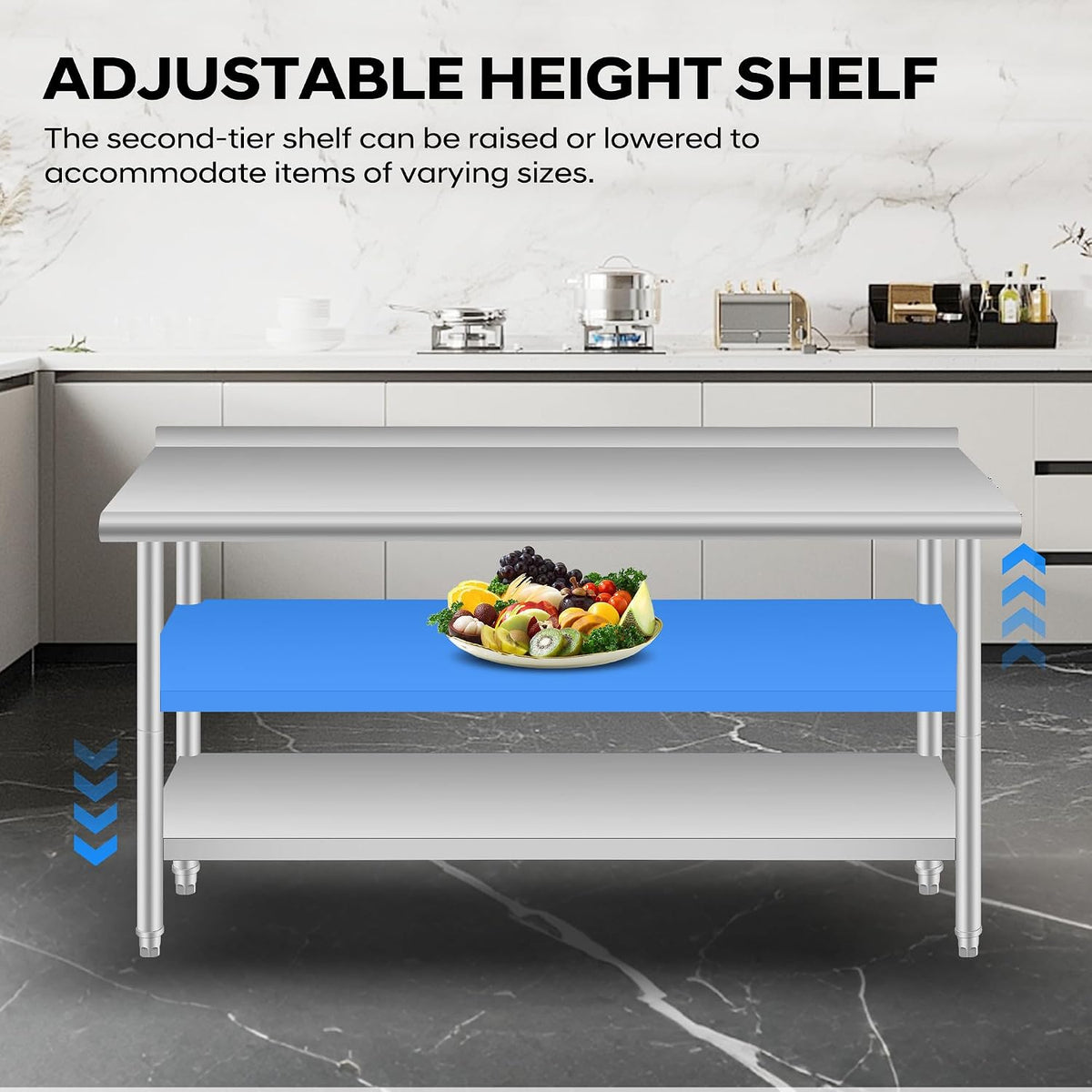 Stainless Steel Work Table with Backsplash, 24 x 60 Inch Prep Table