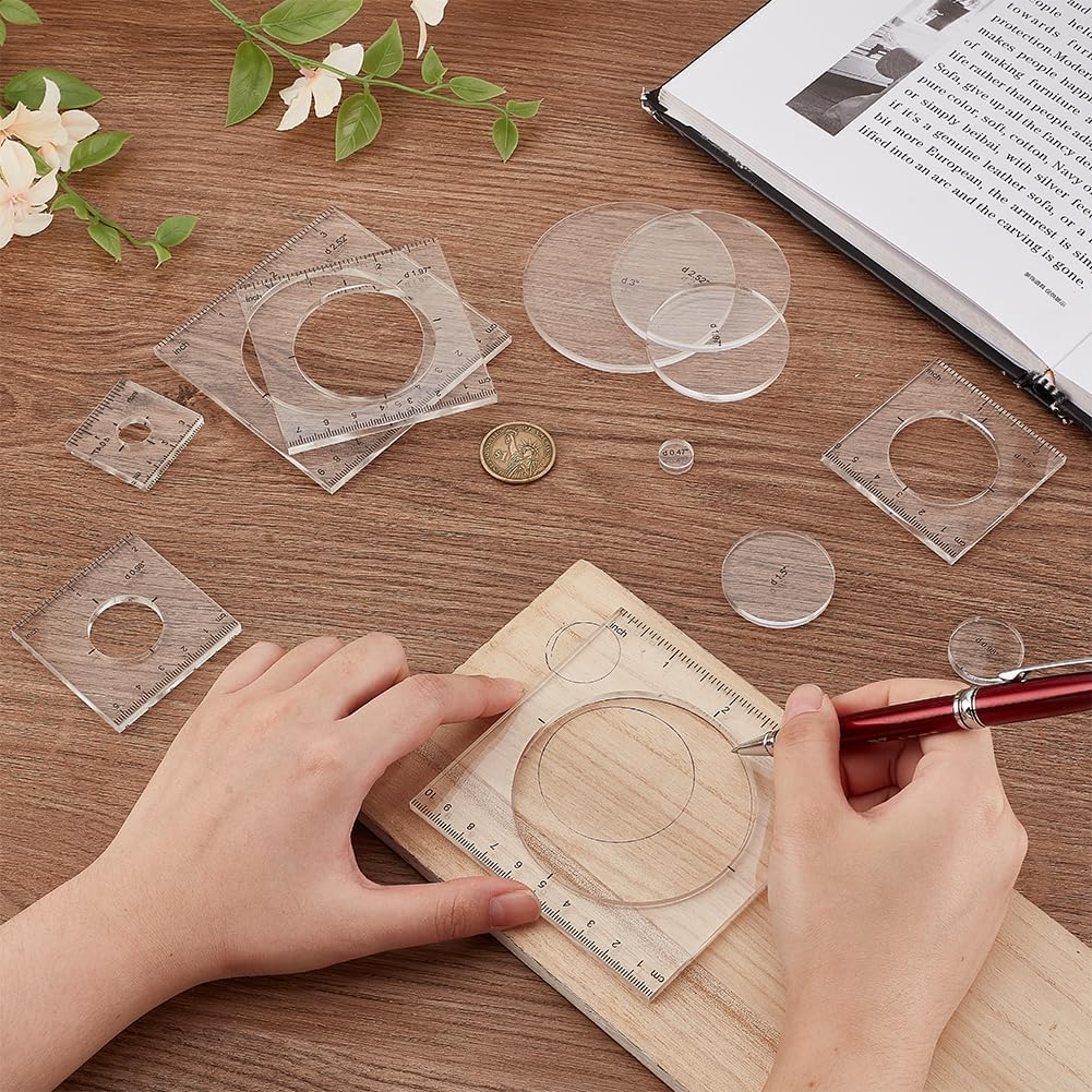 Pack of 6 Router Templates Circle Inlay Templates Clear Drawing Scale Rulers Acrylic Router Jig Template Decorative