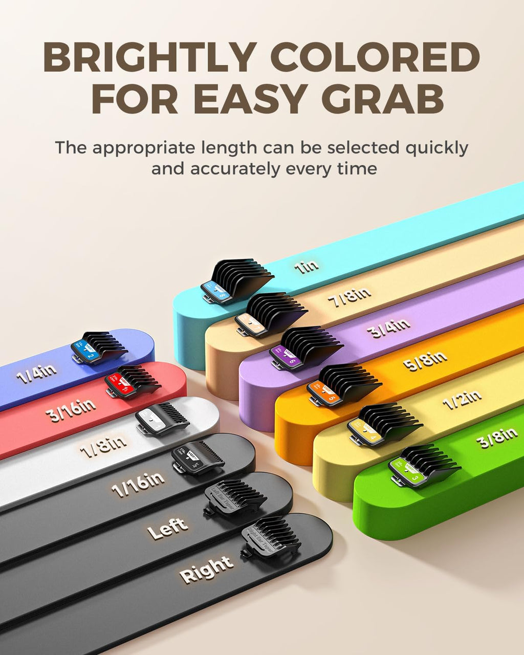 Clipper Guards, 12-Piece Color Coded Guide Combs for Most Clippers | Color Coded Hair Cutting Guides from 1/16” to