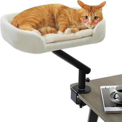 Cat Desk Bed for Indoor Cats, Cat Bed for Desk Supports Up to 50 lbs, 360° Rotation & Adjustable, Nest Desktop