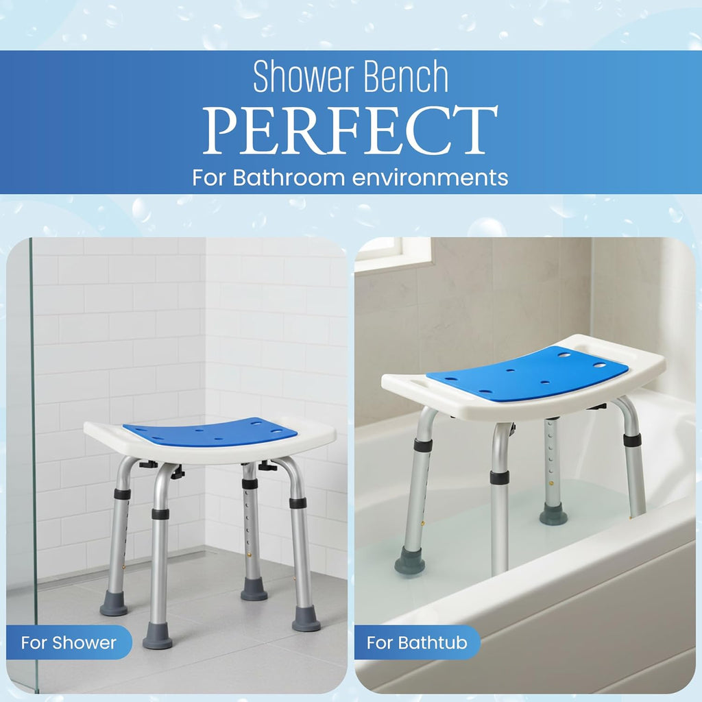 Dr.Kays Shower Chair for Inside Bathroom 350 lbs Shower Stool with Adjustable Height, Portable Heavy-Duty Bath Bench