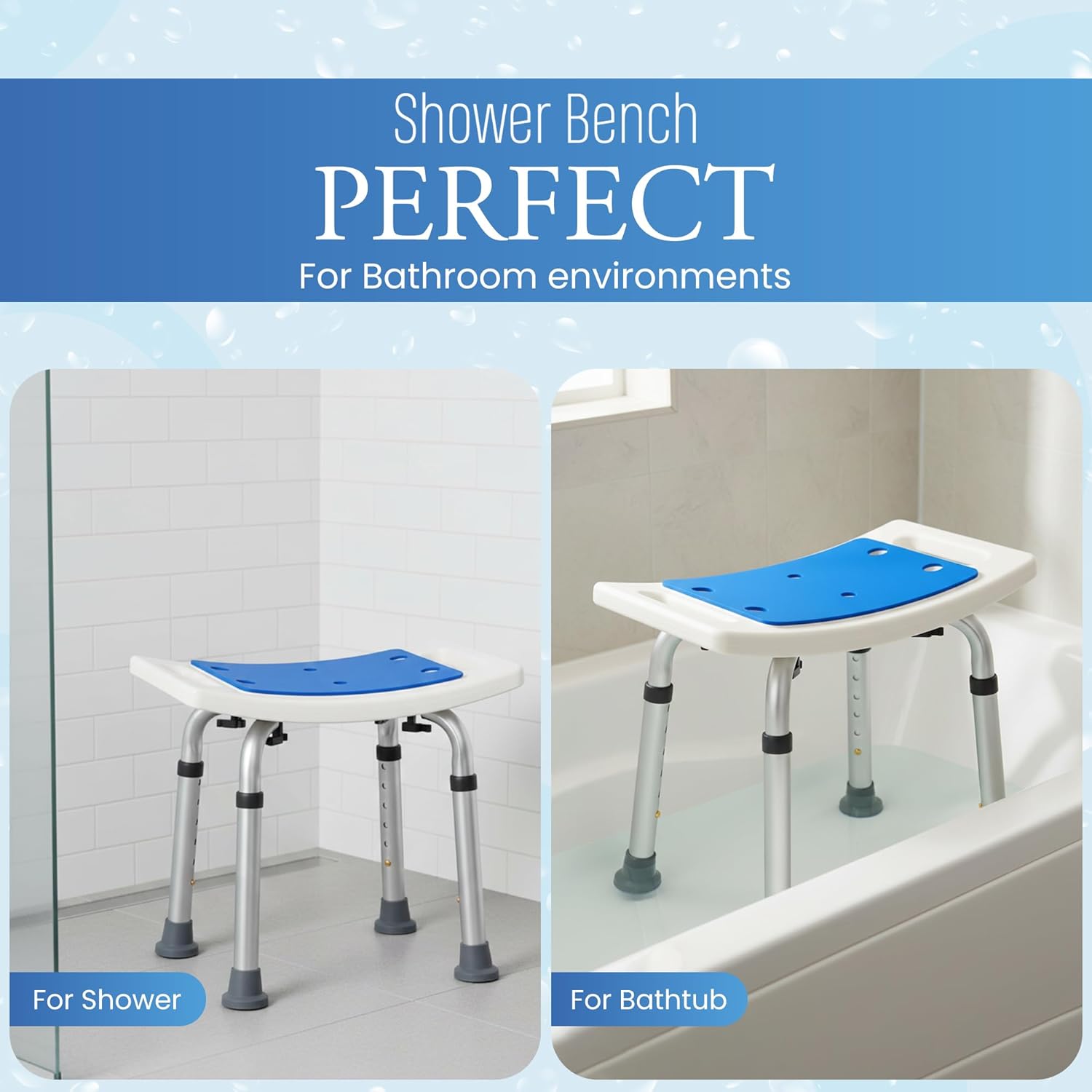 Dr.Kays Shower Chair for Inside Bathroom 350 lbs Shower Stool with Adjustable Height, Portable Heavy-Duty Bath Bench