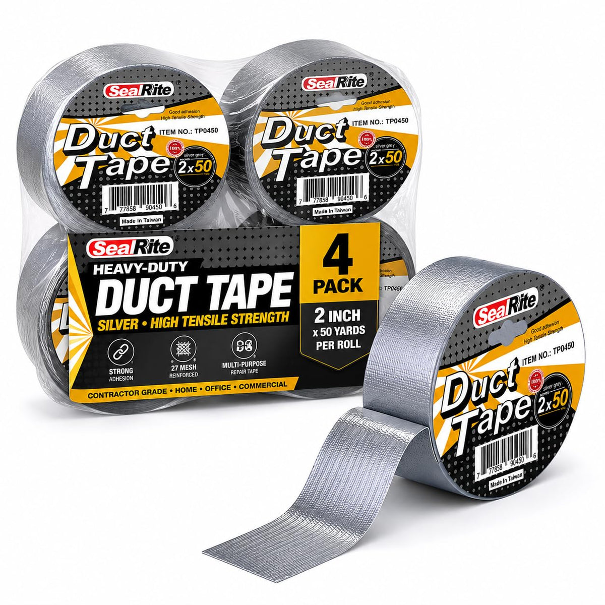 Heavy-Duty Silver Duct Tape 2 Inch x 50 Yards 27 Mesh