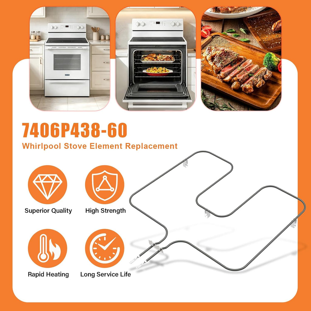 Upgraded 7406P438-60 Element For Whirlpool Oven Heating Element Replacement