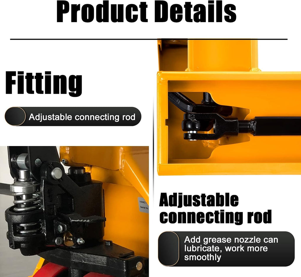 Pallet Jack Truck, 5500lbs Capacity 27" W x 48" L Standard Forks | Manual Heavy Duty Pallet Truck for Industrial