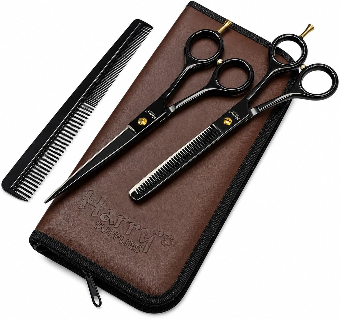 Hair Cutting Scissors Shears Razor Edge Kit – Harry’s Supplies 7” Professional Barber Shears with Thinning Shears
