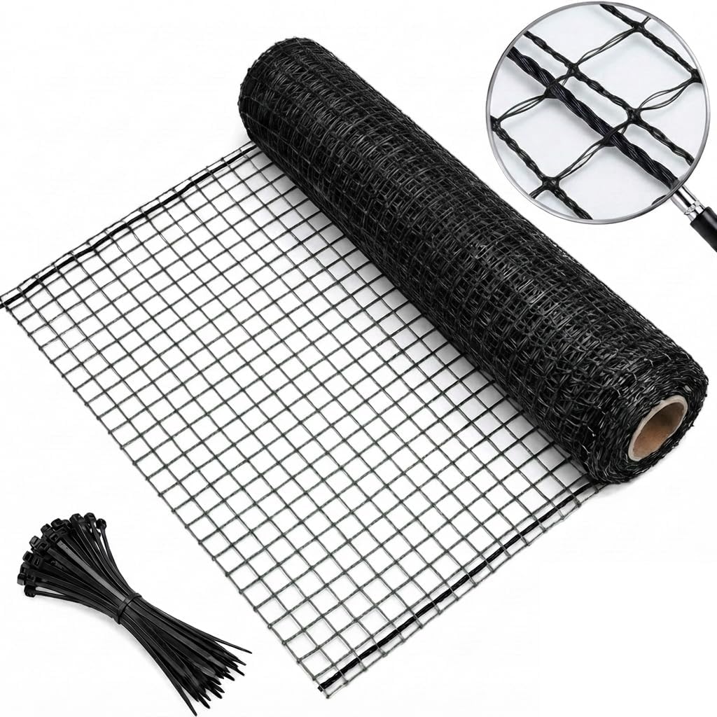 7x100ft Deer Fence Garden Netting 50GSM Square Mesh HDPE Black