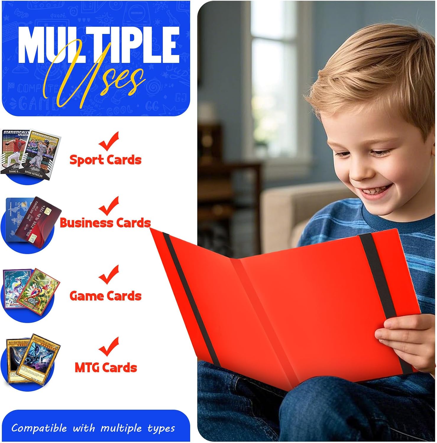 Card Binder 9-Pockets, Trading Card Binder, 20 Pages, 360 Card Capacity Collection Binder, Card Folder for MTG, TCG