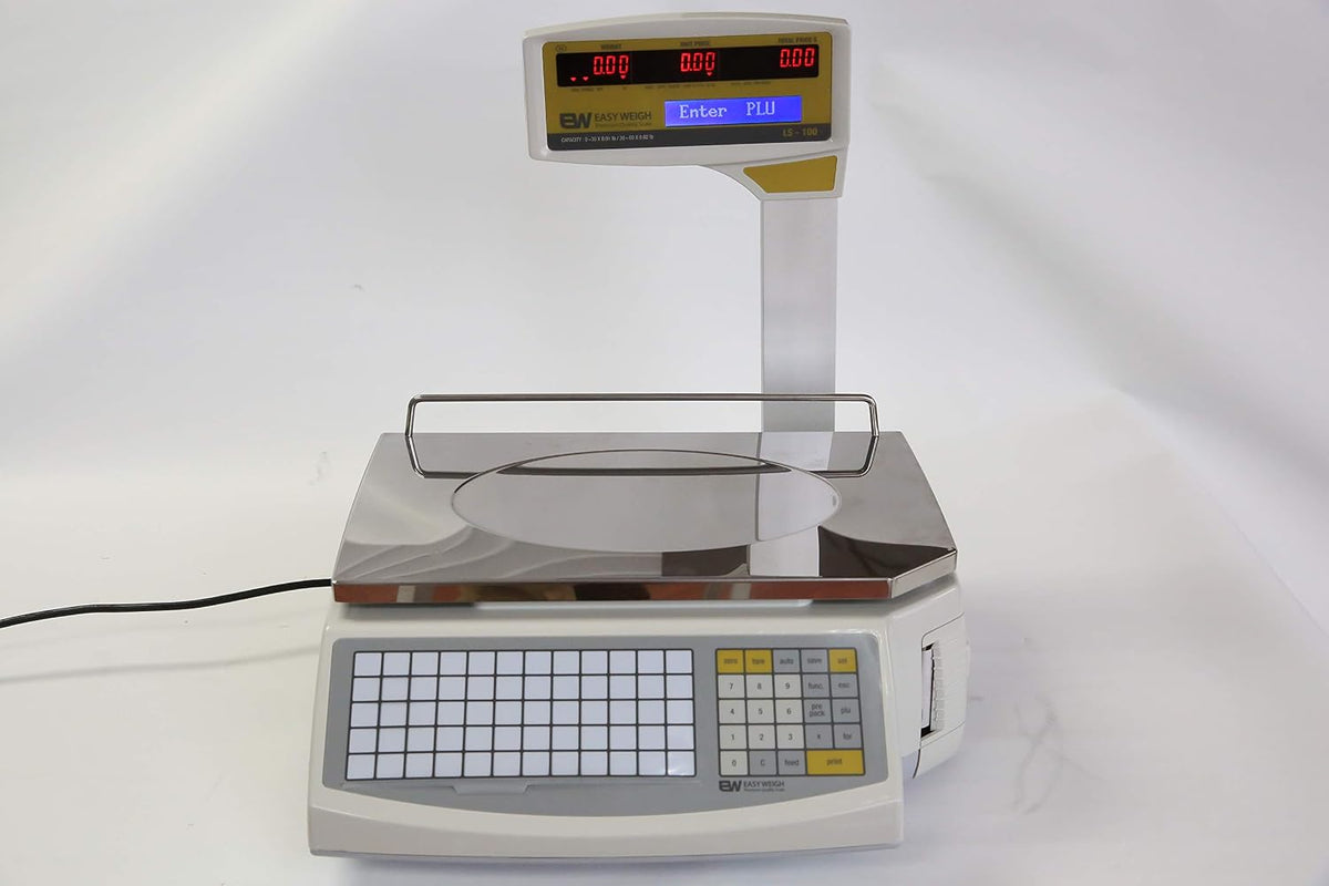 LS-100 60 LB Dual Range Fast Reliable Price Computing Printing Scale, LED & Alpha Large LCD, NTEP, Heavy Duty, Easy