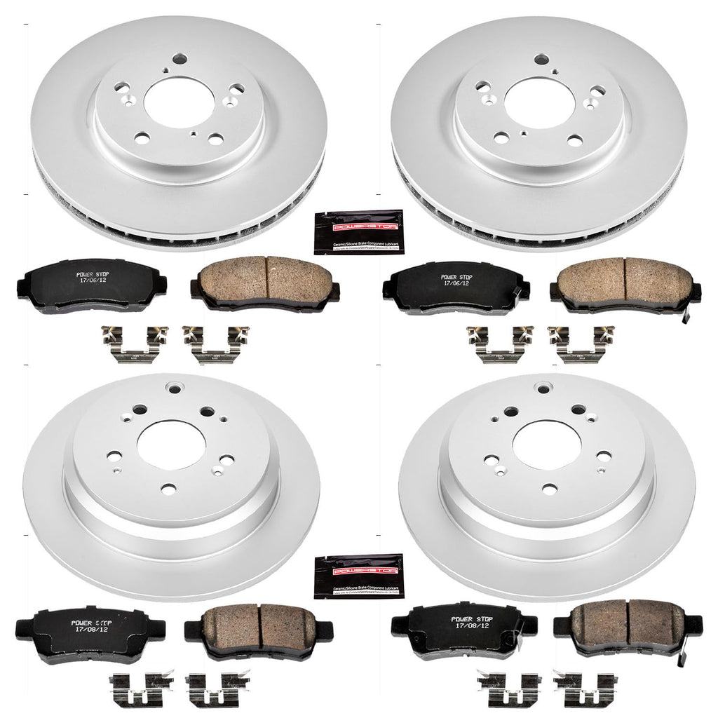 PowerStop Z17 Brake Pad & Fully Coated Rotor Kit Front & Rear CRK4044
